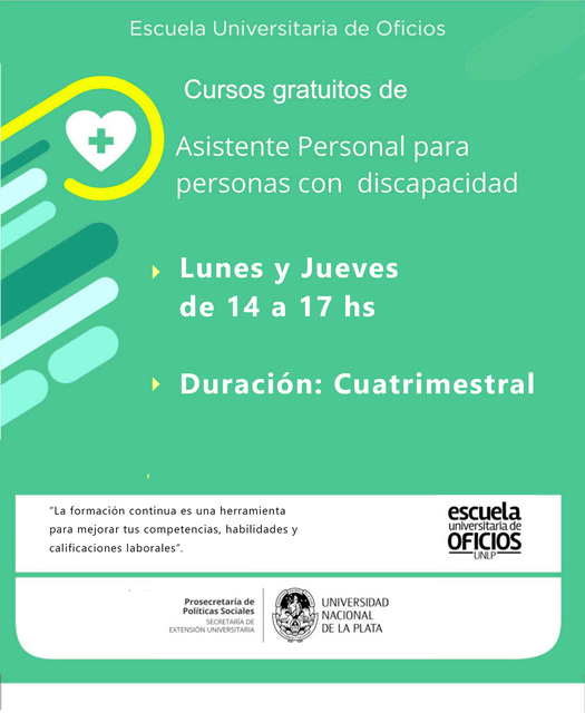 Inscripción a los cursos en modalidad virtual de la Escuela de Oficios de la UNLP
Inscripción a los cursos en modalidad virtual de la Escuela de Oficios de la UNLP
