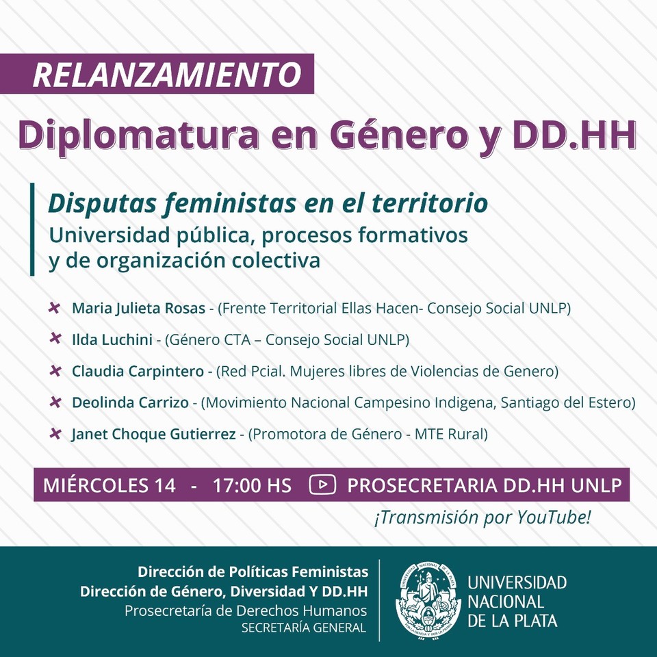 Relanzamiento de la Diplomatura de Género y Derechos Humanos de la UNLP