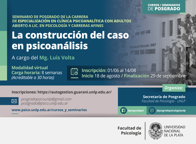 Nuevos seminarios de posgrado en Psicología Nuevos seminarios de posgrado en Psicología