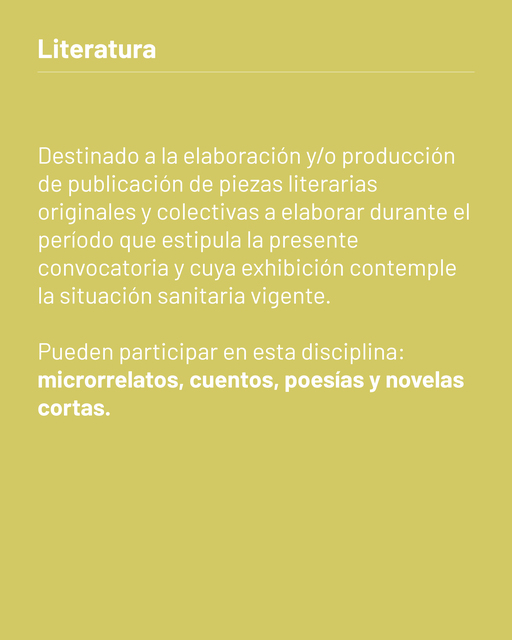 Convocatoria a participar del Programa de Apoyo a la Realización Artística y Cultural Convocatoria a participar del Programa de Apoyo a la Realización Artística y Cultural