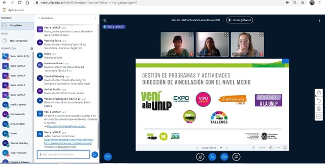 El programa Vení a la UNLP presentó su proyecto de articulación con escuelas bonaerenses El programa Vení a la UNLP presentó su proyecto de articulación con escuelas bonaerenses