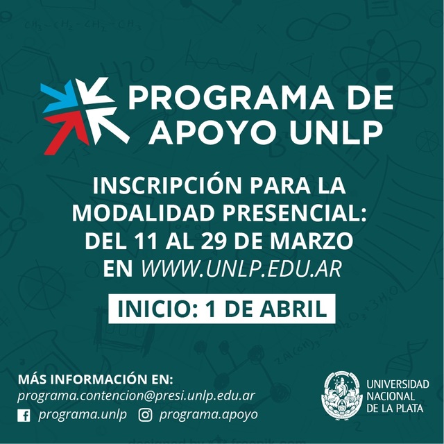 Últimos días de inscripción al Programa de Apoyo para Estudiantes de la UNLP Últimos días de inscripción al Programa de Apoyo para Estudiantes de la UNLP