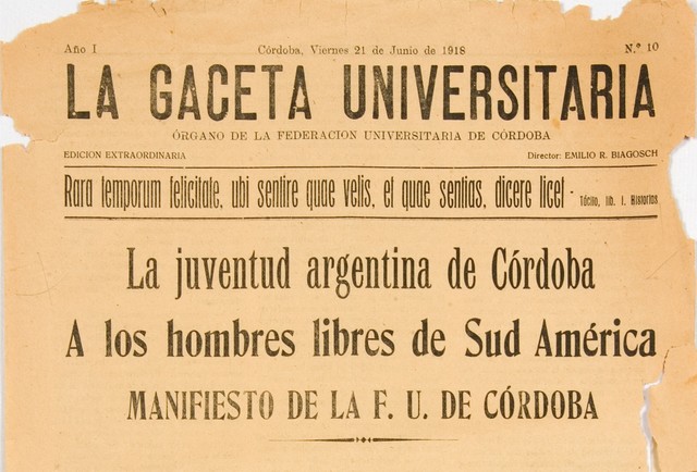 Manifiesto Liminar De La Reforma Universitaria Manifiesto Liminar De La Reforma Universitaria