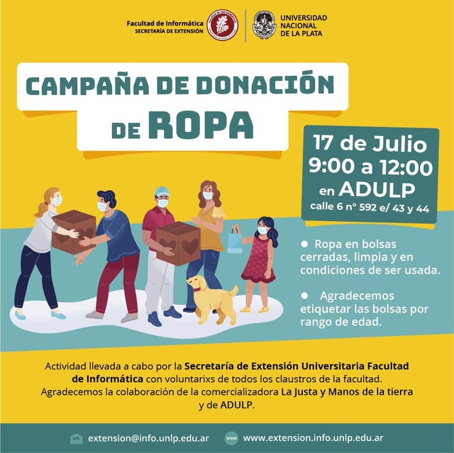 Campaña solidaria de donación de alimentos, ropa y productos electrónicos