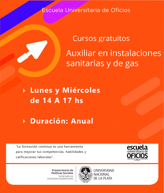 Inscripción a los cursos en modalidad virtual de la Escuela de Oficios de la UNLP
Inscripción a los cursos en modalidad virtual de la Escuela de Oficios de la UNLP