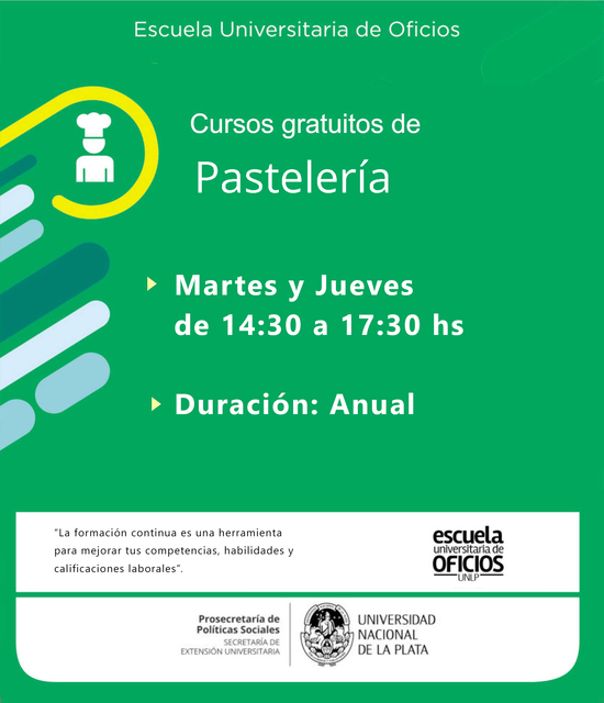 Inscripción a los cursos en modalidad virtual de la Escuela de Oficios de la UNLP
Inscripción a los cursos en modalidad virtual de la Escuela de Oficios de la UNLP