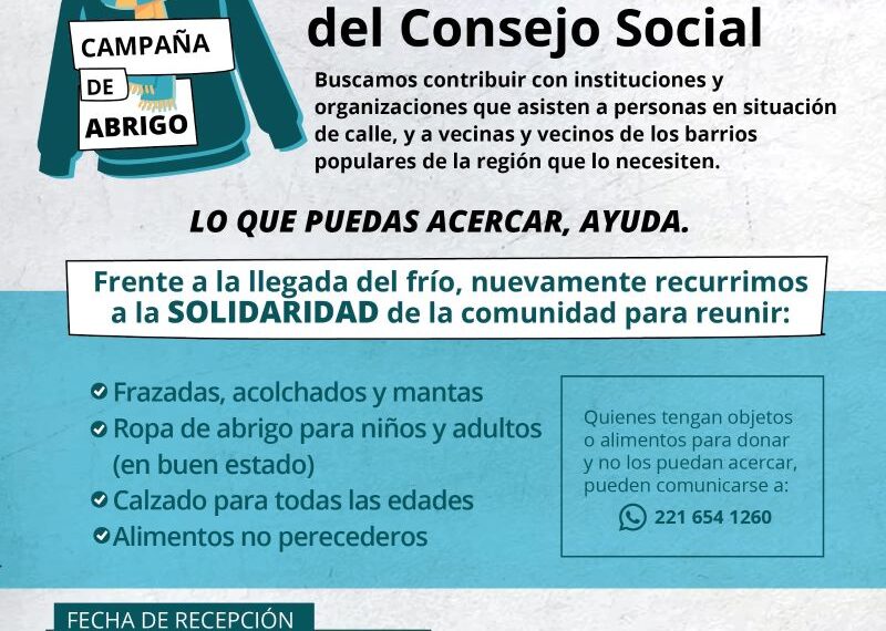 Colecta solidaria del Consejo Social de la UNLP