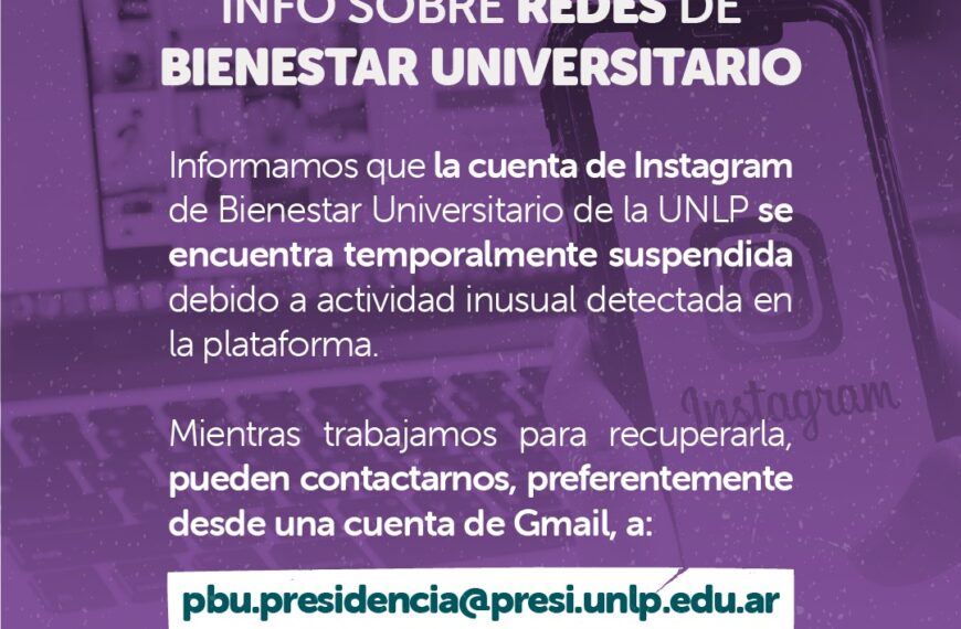 IMPORTANTE: Info sobre redes de Bienestar Universitario